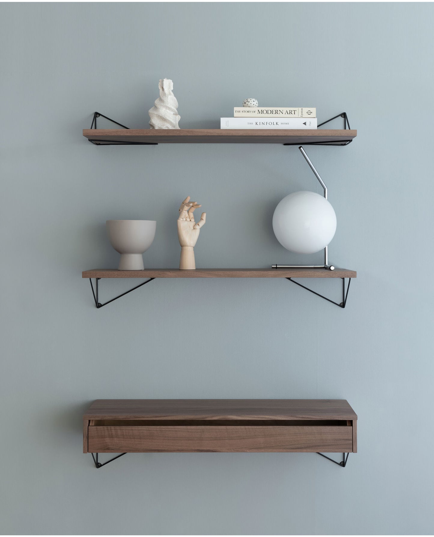 Pythagoras hyllynkannattimet, 2 kpl, musta