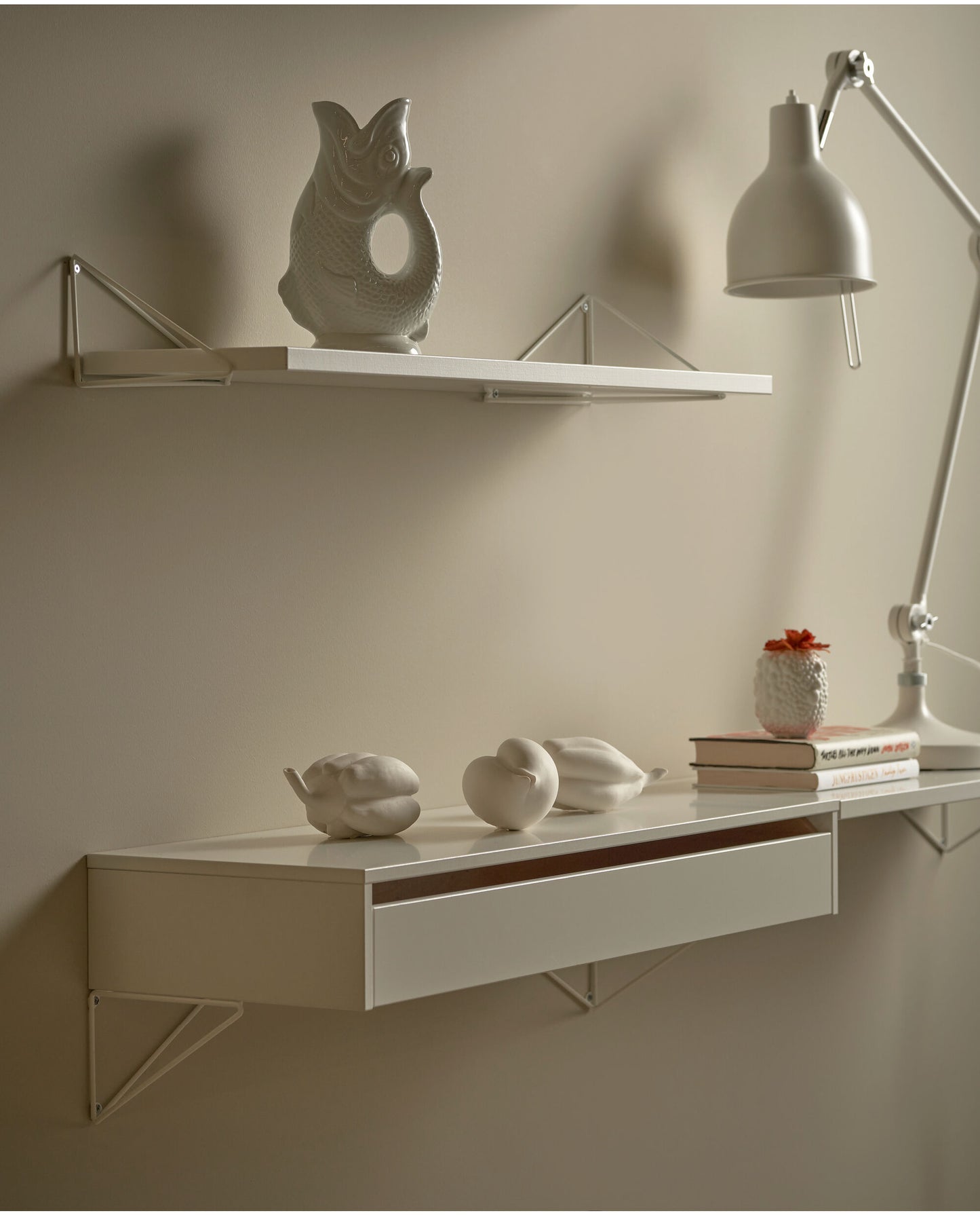 Pythagoras hyllynkannattimet, 2 kpl, valkoinen