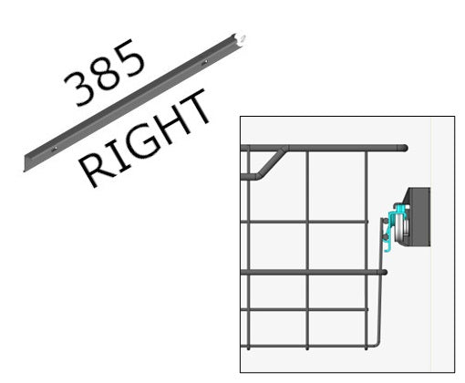 Oikea rullakisko 385 mm