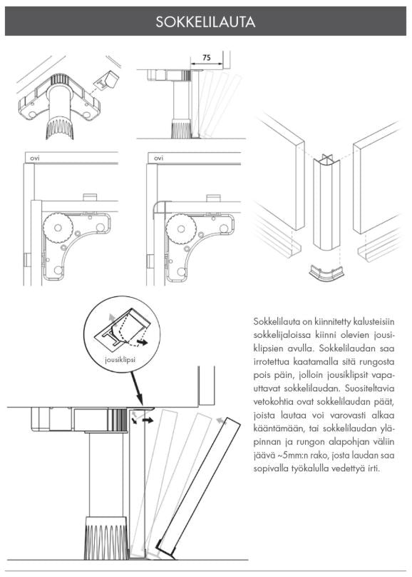 Säädettävä sokkelijalka 101-128mm musta