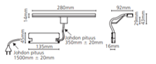 LED-valaisin Esther S3 6W 280 MM